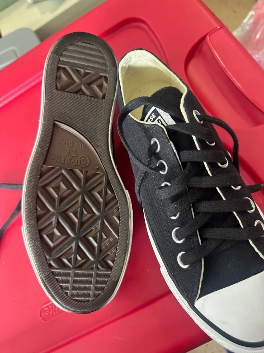 Converse Black Low-Top Sneaker with White Trim - Picture 3 of 5